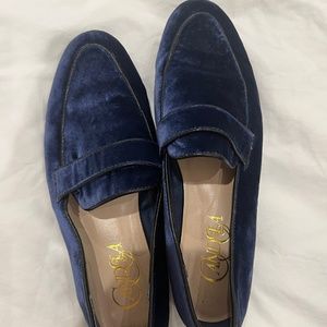 Candela Blue Velvet Loafers